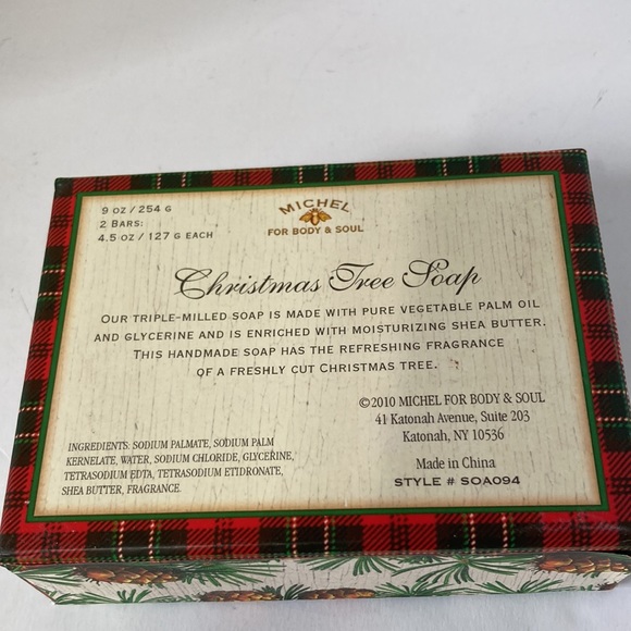 CHRISTMAS TREE Shea Butter Hand Soap Bars by Michel NEW Gift Set of 2 - Picture 12 of 15